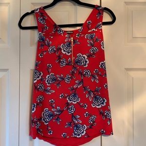 Silky Zip Front Gramercy Tank- Floral